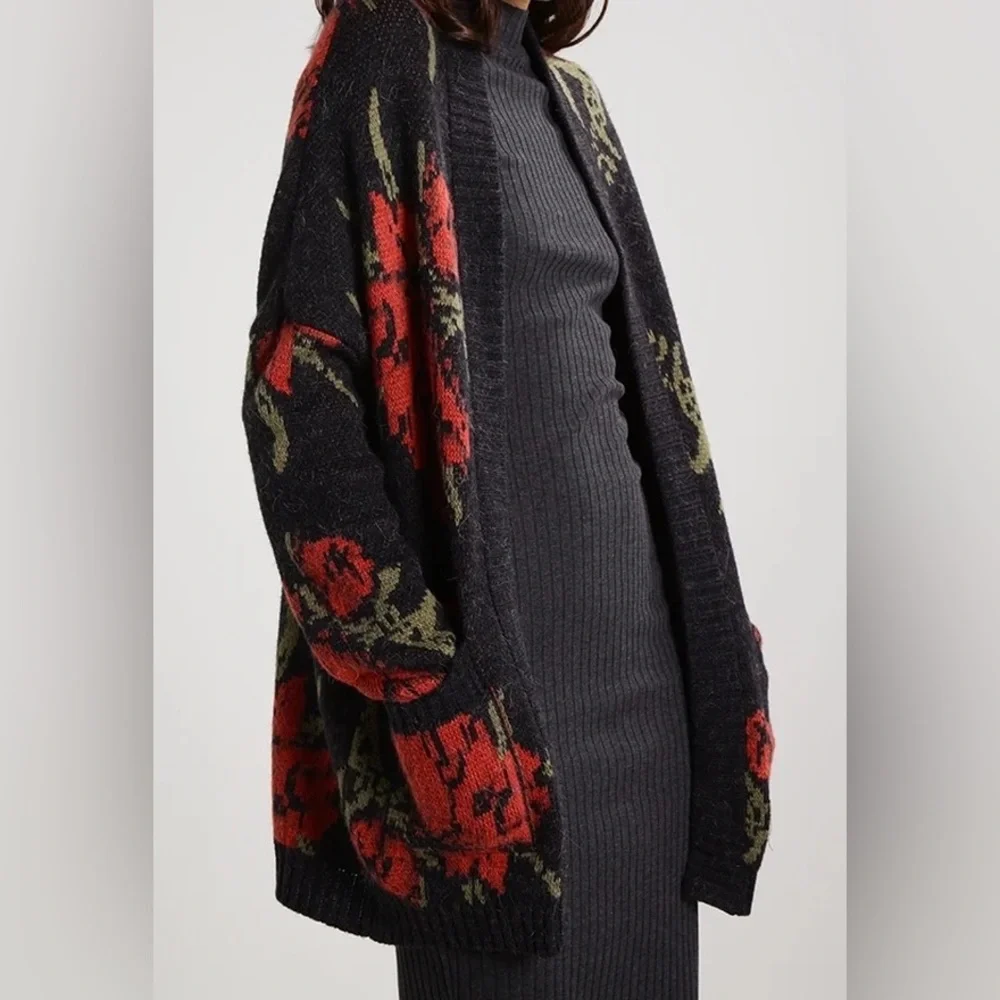 Free People✨Flower Power Floral Alpaca Wool Blend Cardigan Sweater-